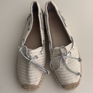 Sperry Topsider Ivory & Silver Stripe Canvas Espadrilles 8 1/2